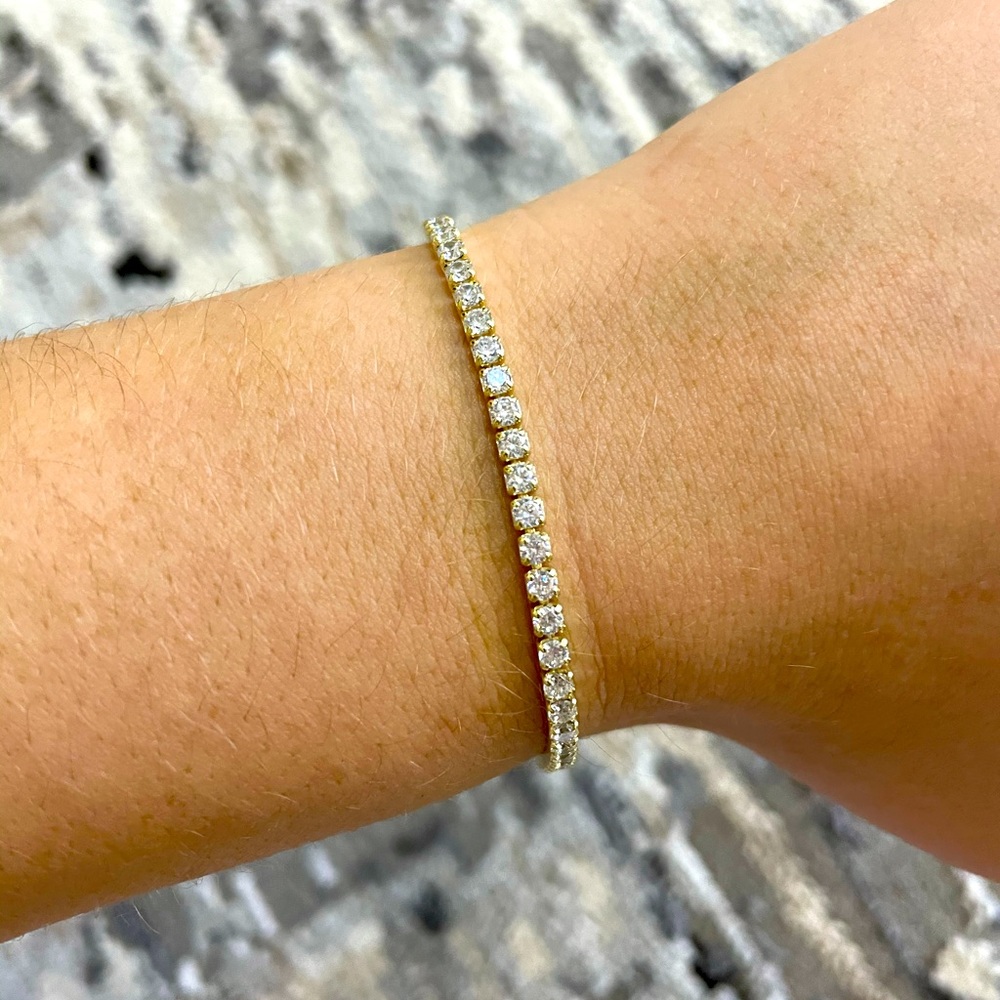 Sterling Silver Gold Plated CZ  Bolo Bracelet